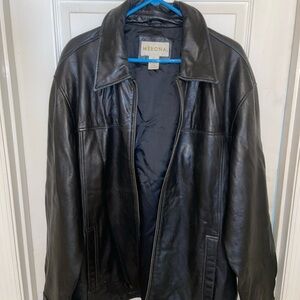 Merona Men's Black Leather Bomber Jacket
